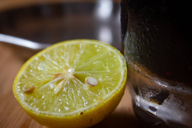 Beautiful yellow lemon cut into half. Natural food to boost immunity against cold and flu.