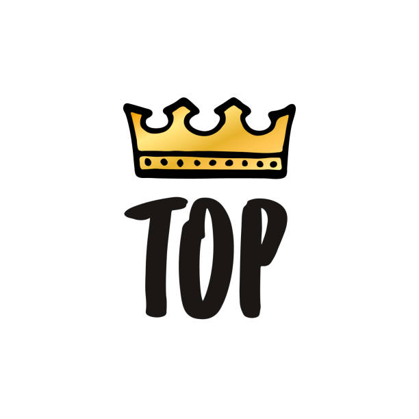 illustrations, cliparts, dessins animés et icônes de haut et couronne - conception simple d’affiche. lettrage de dessin animé. illustration de vecteur - nombre dor