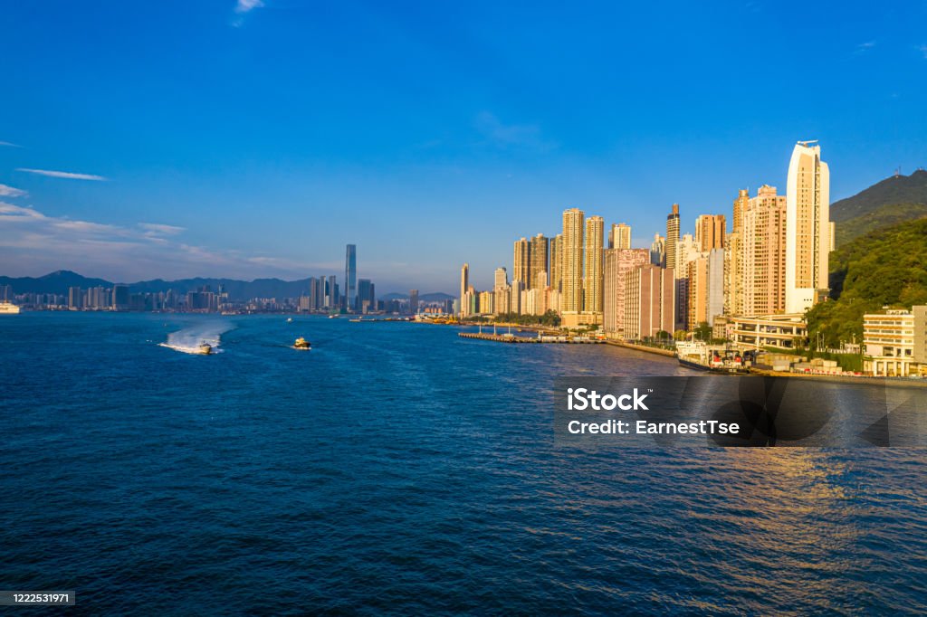 Private housing of Hong Kong from drone view Town Stock Photo