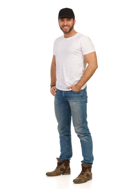 istock Smiling Casual Man Black Cap Is Standing With Hand In Pocket 1222533309