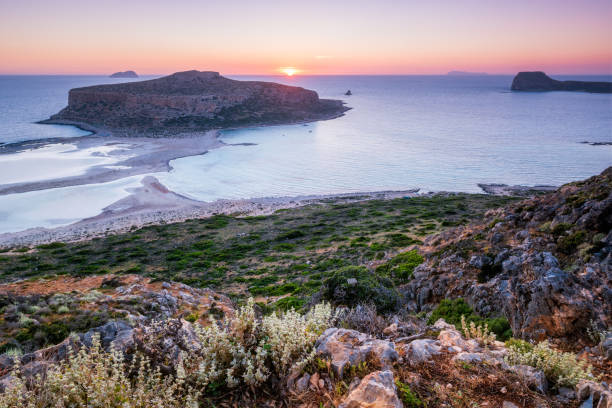 istock Sunset over Balos beach in Crete, Greece. 1222534021