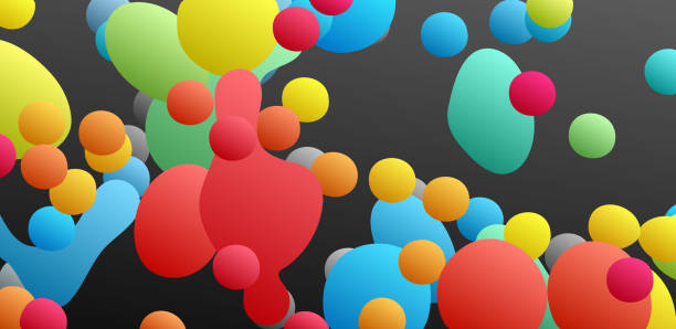 istock Floating liquid blobs. Abstract colorful banner with fluid shapes. Futuristic composition with bubbles. 3D vector illustration for advertising, marketing or presentation. 1222535150