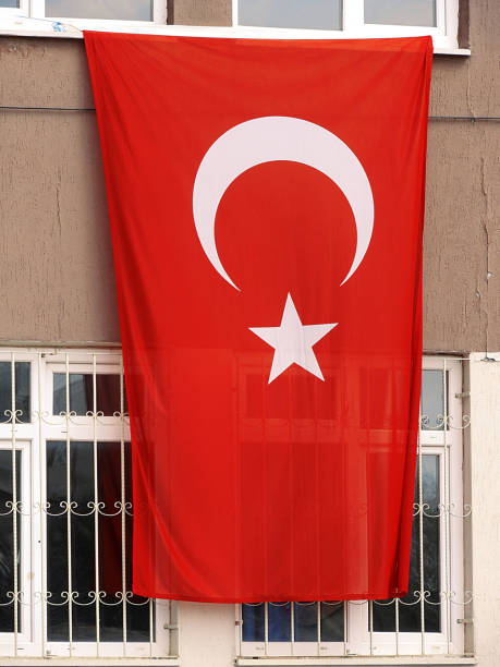 istock turkey Turkish flag hung in the school building 1222536612