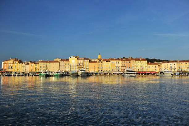 istock Sant-Tropes - view form the sea from sail boat board 1222537832