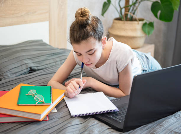 istock Stay at home. Online educations. 1222539098