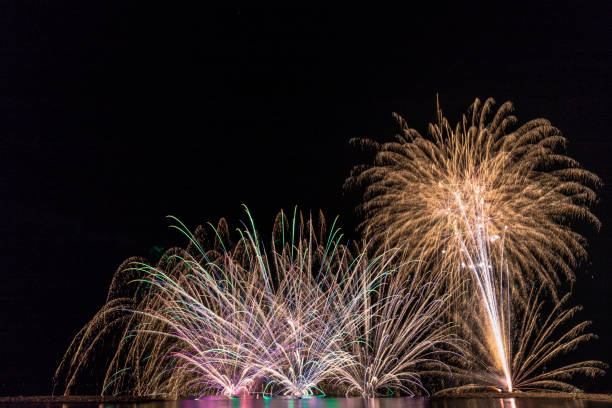 istock Fireworks blooming on a summer night 1222539388