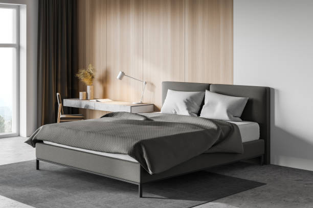 istock White and wooden bedroom corner 1222542135