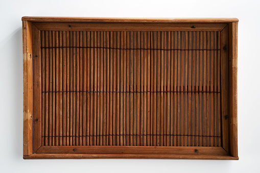 bamboo crate on white background