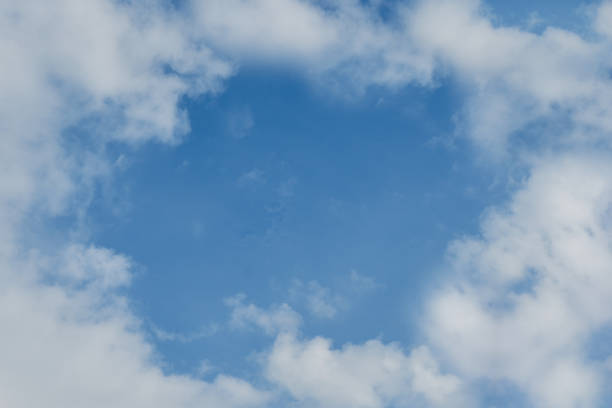 istock Background blue sky and white clouds around. Photo with copy space. 1222542618