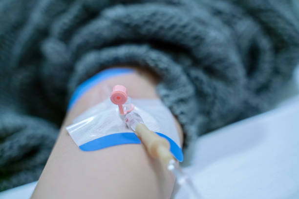 istock Having an iv drip at hospital on Covid-19 1222545117