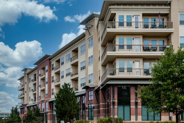 istock Brick and Plaster Condos with Balconies 1222545300