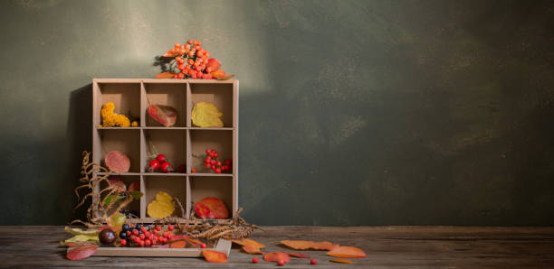 istock autumn background with leaves and berries 1222546209