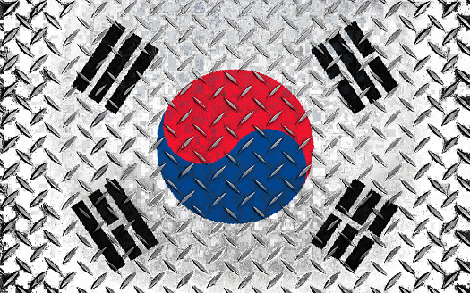 Flag of South Korea, painted on a grunge steel floorr