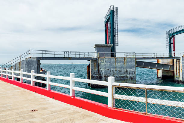 istock Ferry terminal and sea 1222549298