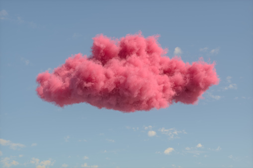 3d rendering of abstract pink cloud on sky background. Getting away from it all.