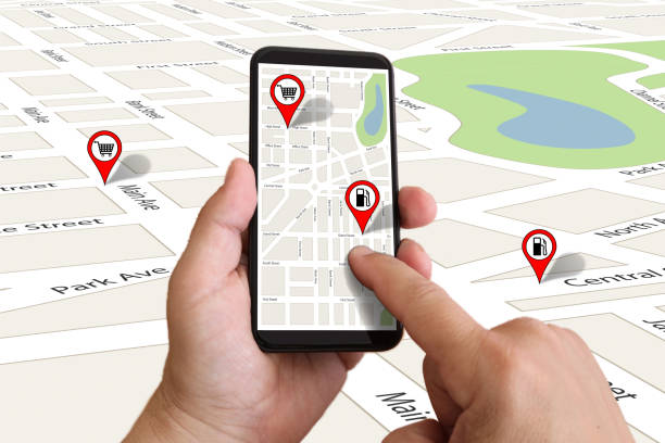 istock Road map GPS navigation mobile phone 1222550851