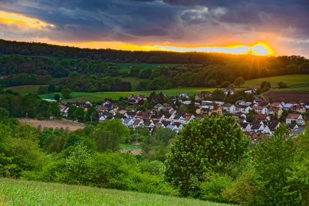 istock A picturesque sunset over a small village in Germany 1222553750