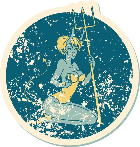 istock distressed sticker tattoo style icon of a pinup devil girl 1222553993