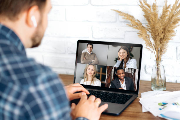 istock video conference business colleague comminacation online freelancer distant work laptop man woman 1222560582