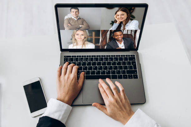 istock video conference business colleague comminacation online freelancer distant work laptop man woman 1222560806