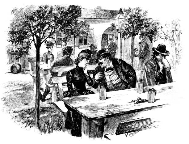 Scene from the beer gardencene from the beer garden Scene from the beer garden beer garden stock illustrations