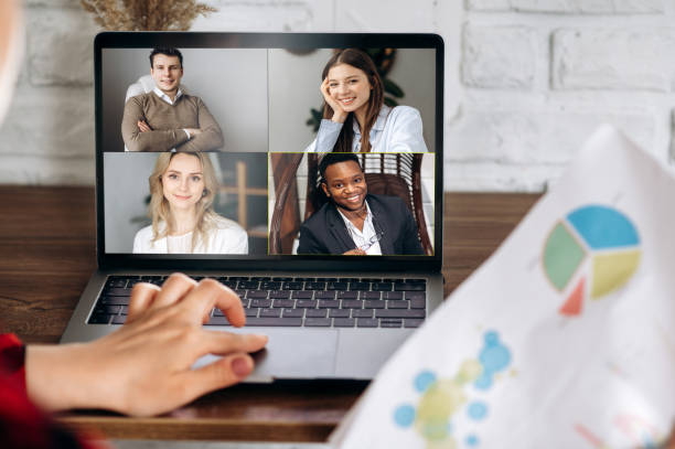 istock video conference business colleague comminacation online freelancer distant work laptop man woman 1222561717