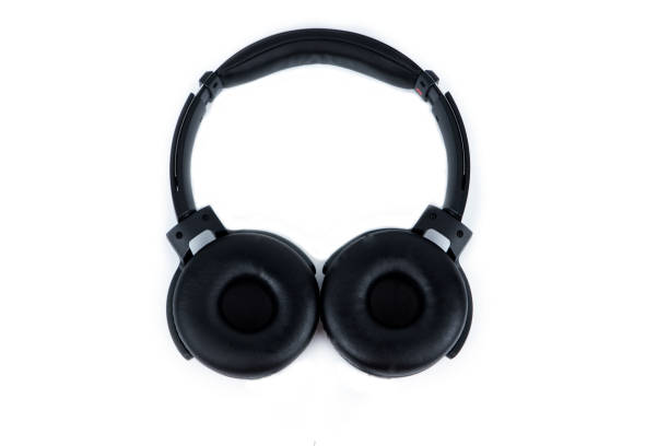 istock Black headphones big isolated on white background, copy space. 1222562241