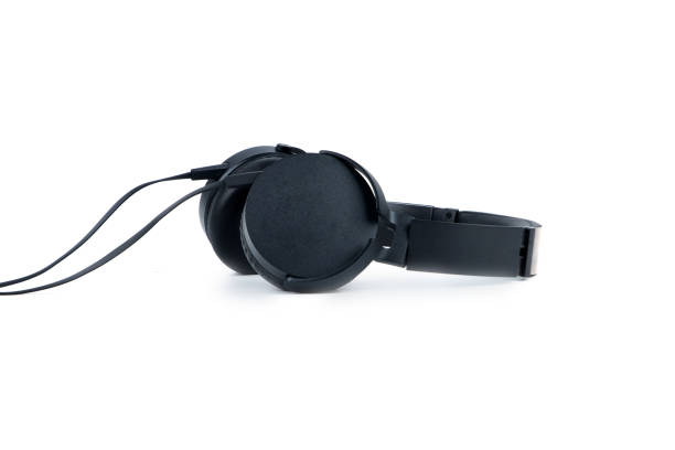 istock Black headphones big isolated on white background, copy space. 1222562250
