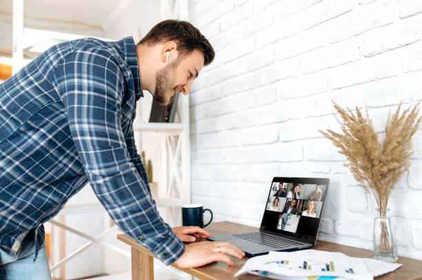 istock video conference business colleague comminacation online freelancer distant work laptop man woman 1222563349