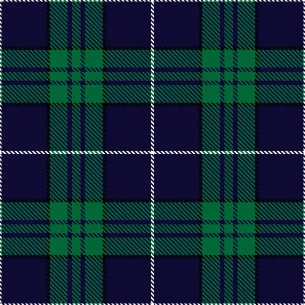 Vector illustration of Tartan plaid seamless pattern blue background. Flannel shirts , Vector illustration for wallpapers , Black green white line color fabric texture , Scottish cage .