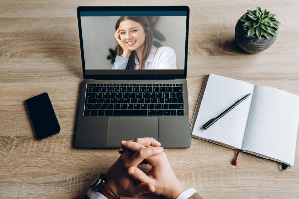 istock video conference business colleague comminacation online freelancer distant work laptop man woman 1222564658