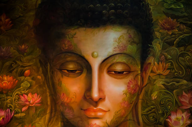 serene image of buddha - indian god fotos imagens e fotografias de stock