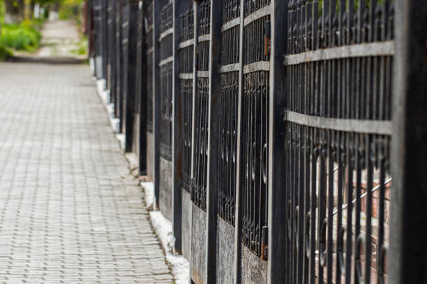 istock wrought-iron gates, ornamental forging, forged elements close-up 1222567516