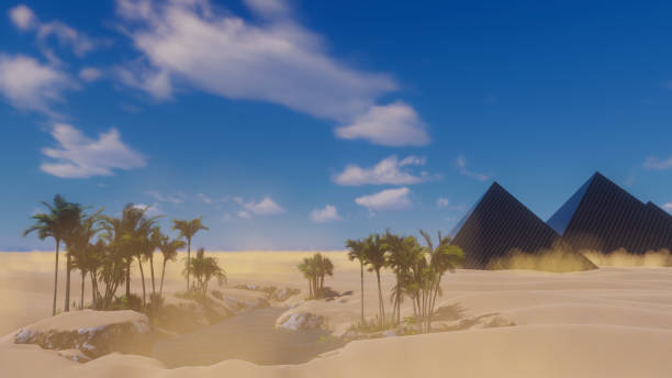 istock Mirage with Pyramidal Solar Panels in the Desert 1222571387