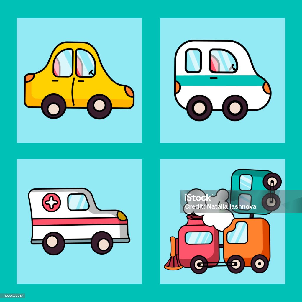 Four Illustrations Transport Stock Illustration - Download Image Now -  Ambulance, Animal, Black Color - iStock