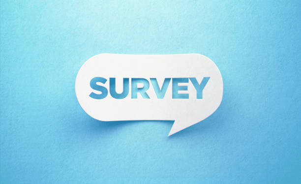 istock Survey Written White Chat Bubble On Blue Background 1222572444