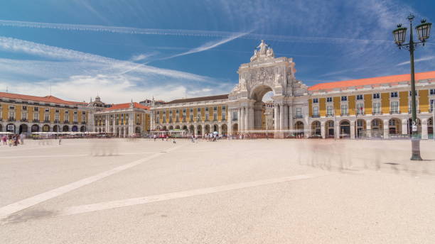 istock Fast walk on the Augusta Street from Commerce Square to Elevador de Santa Justa timelapse hyperlapse 1222575802