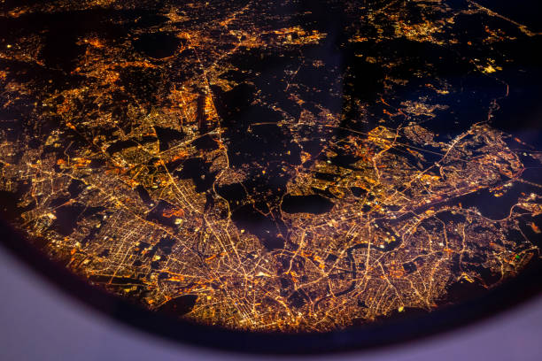 istock View of Rome at Night from Airplane 1222576720