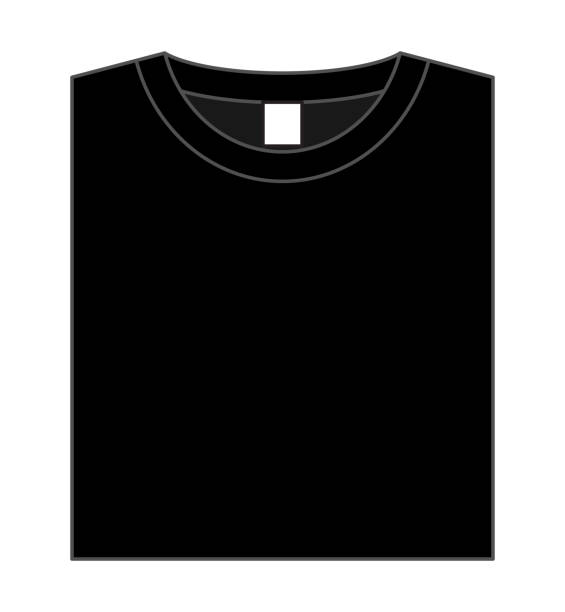 Black T-Shirt Folded With Label Size Vector For template Flat View folded sweater stock illustrations