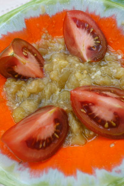 istock Eggplant caviar and Crimean black (black tomato)  Appetizers 1222582145