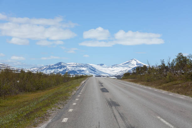 istock road passing in a valley between mountains in Sweden, selective focus 1222583334