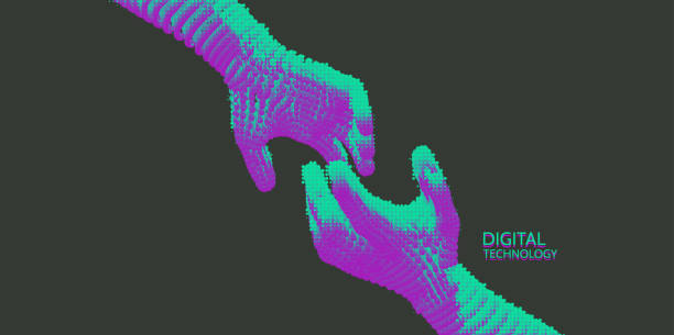 istock Hands reaching towards each other. Concept of human relation, togetherness or  partnership. Connection structure. 3D vector illustration. 1222584226
