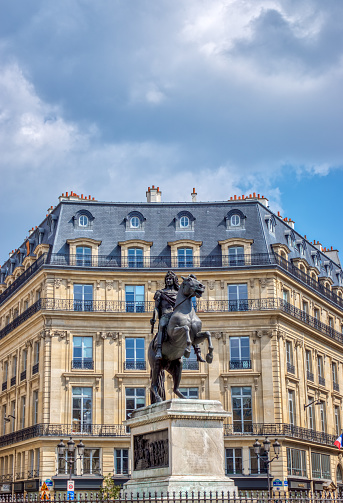Paris, France: Equestrian statue of King Louis XIV at Place de Victoires (Victory Square) comissioned by King Louis XVIII to Francois Joseph Bosio.