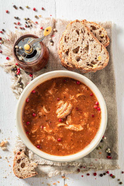istock Homemade tripe soup served with whole grain bread 1222585876