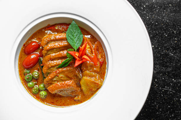 istock Thai food, Red curry duck meat with coconut curry. 1222586119