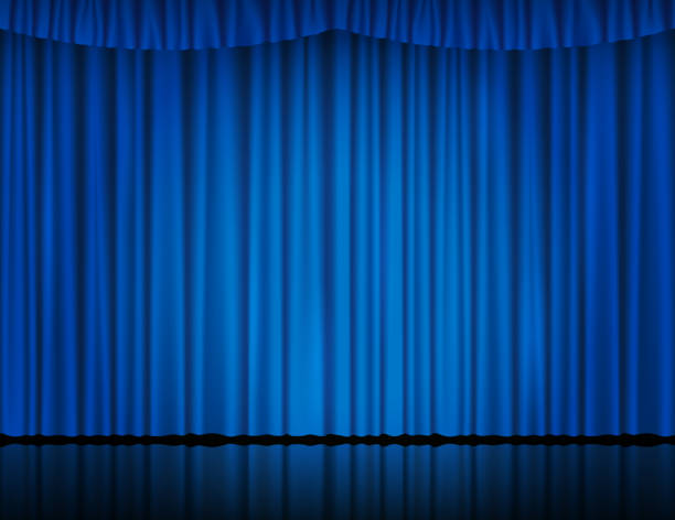 istock Blue velvet curtain in theater or cinema 1222587103