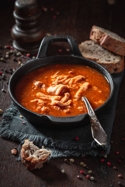 istock Yummy tripe soup served with whole grain bread 1222587138