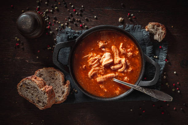istock Ready to eat tripe soup served with whole grain bread 1222587155