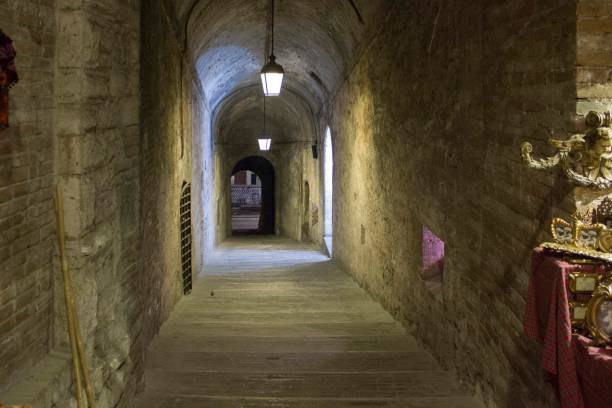 PERUGIA, ITALY - DECEMBER 9 2016: narrow alley inside Rocca Paolina building in Perugia