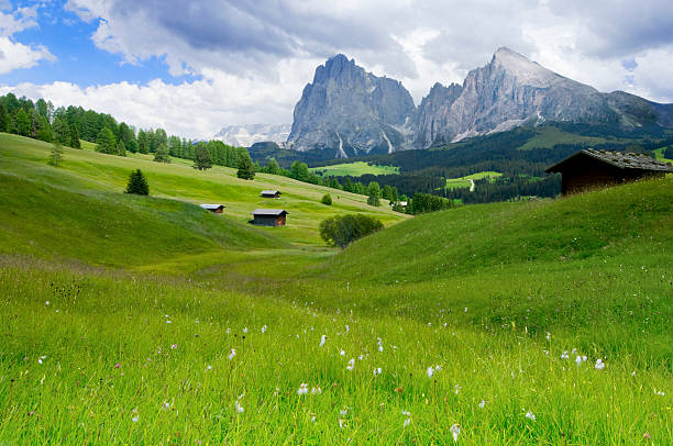 Cortina di Ampezzo in Dolomites, Italy, watercolor painting